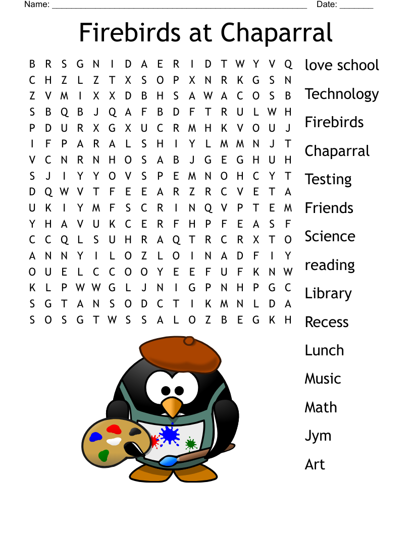 Firebirds at Chaparral  Word Search