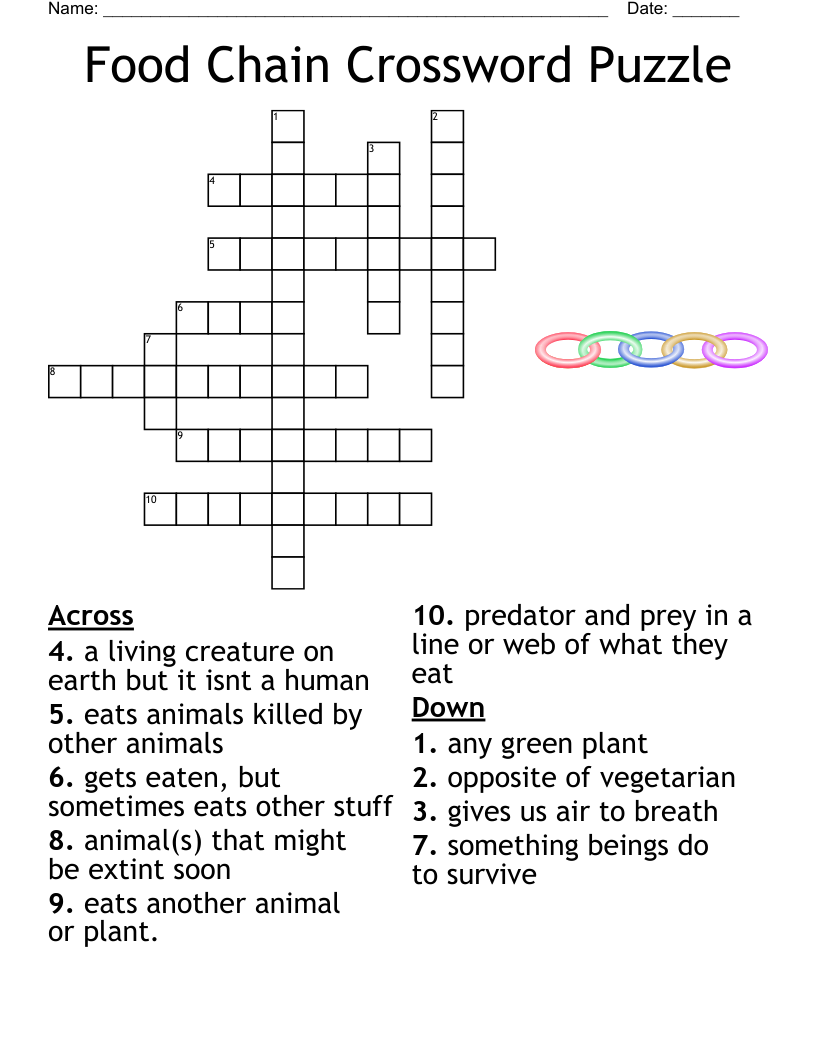 Food Chain Crossword Puzzle