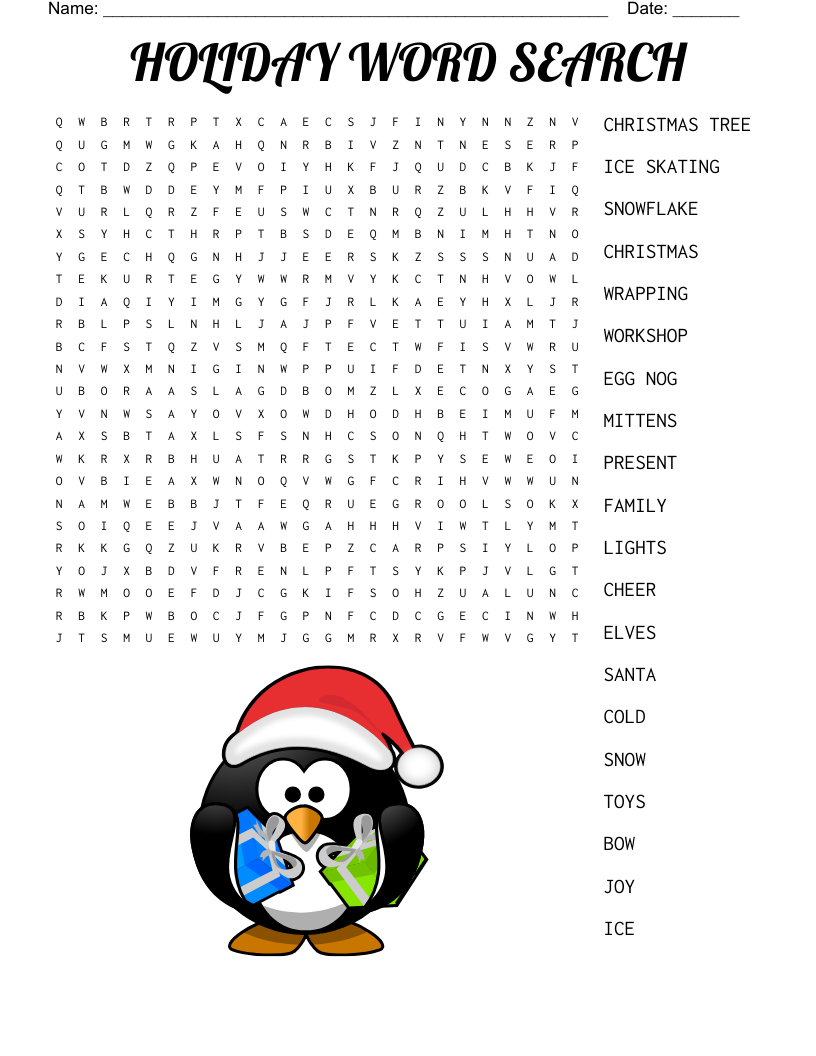 HOLIDAY WORD SEARCH