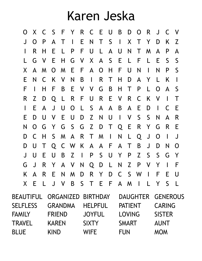 Karen Jeska Word Search