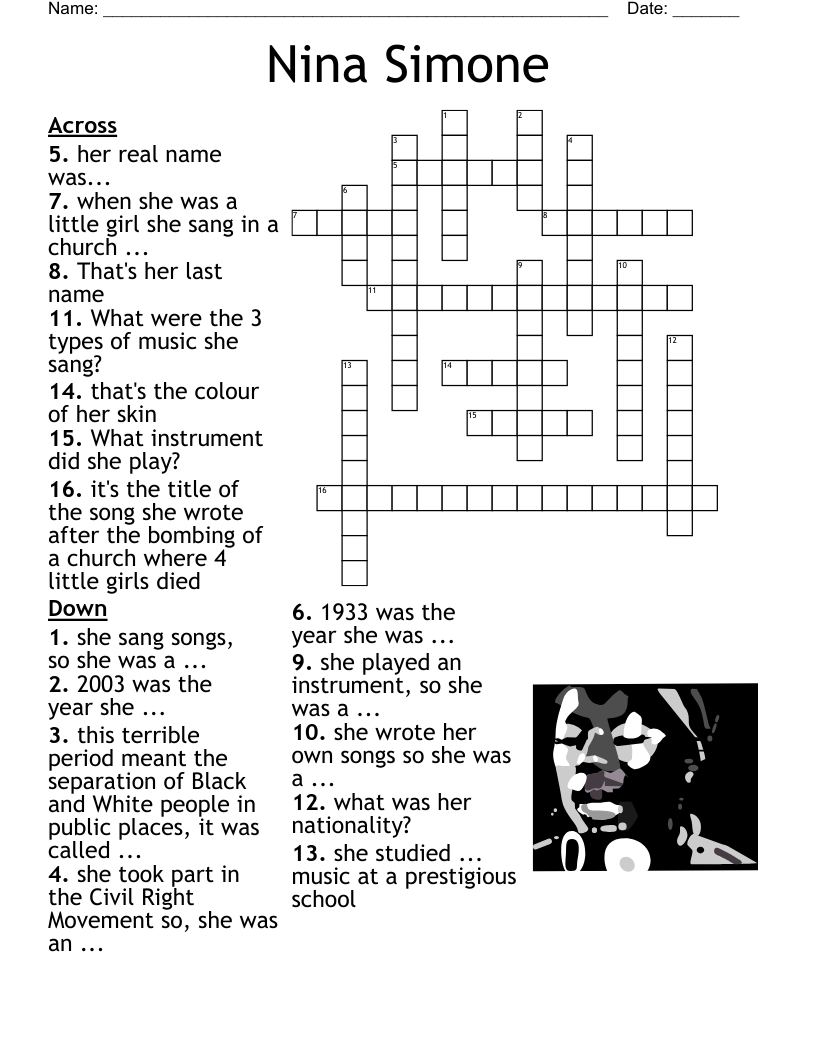 Nina Simone Crossword