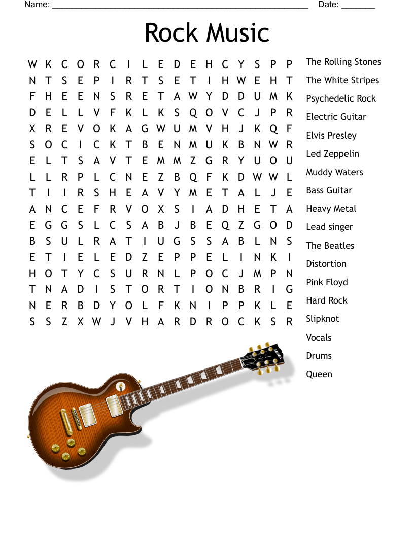 Rock Music  Word Search