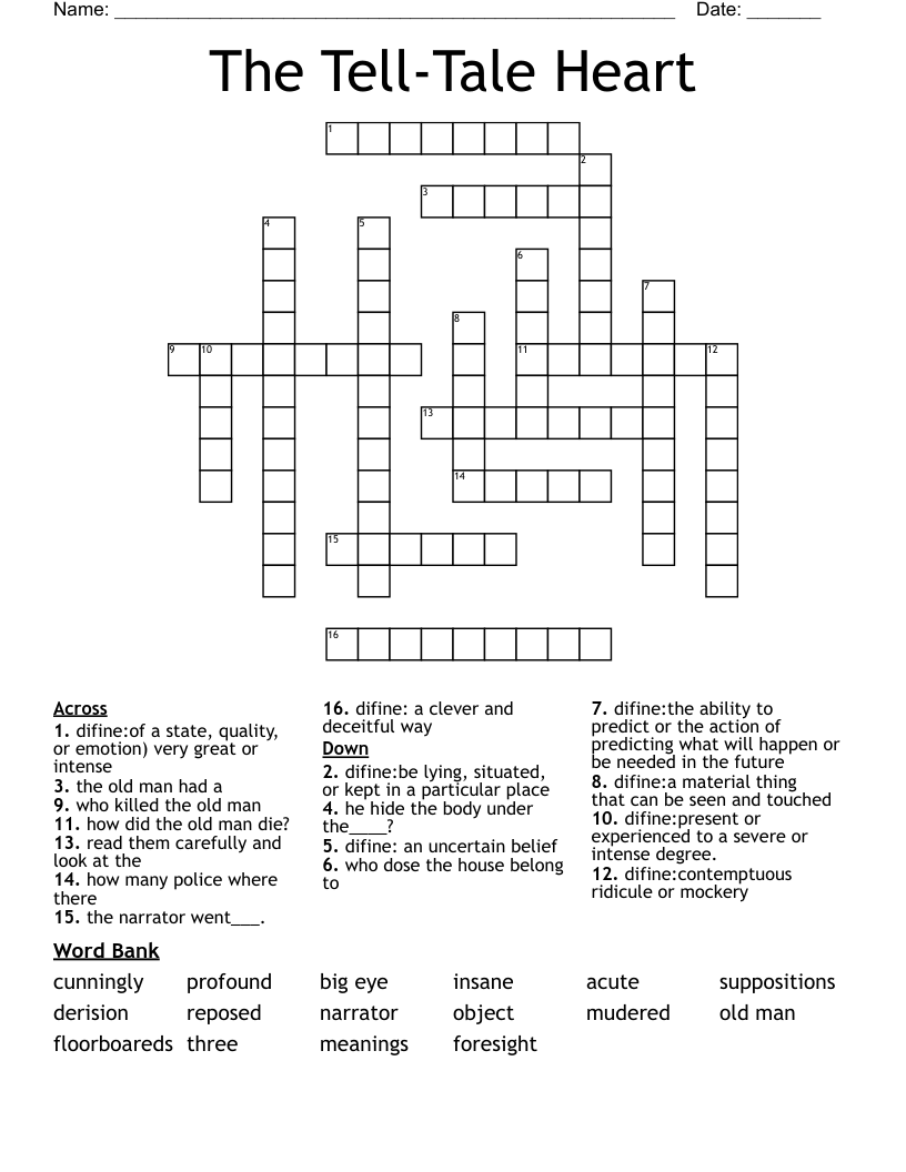 The Tell-Tale Heart Crossword