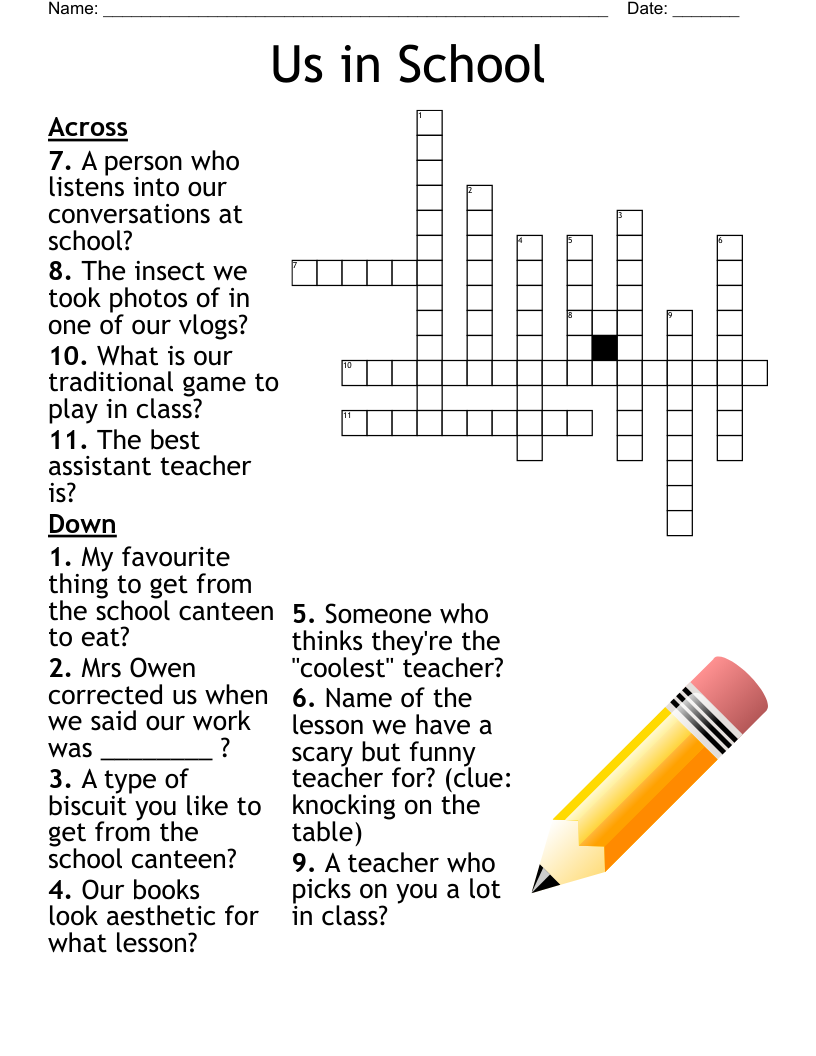 Us in School Crossword