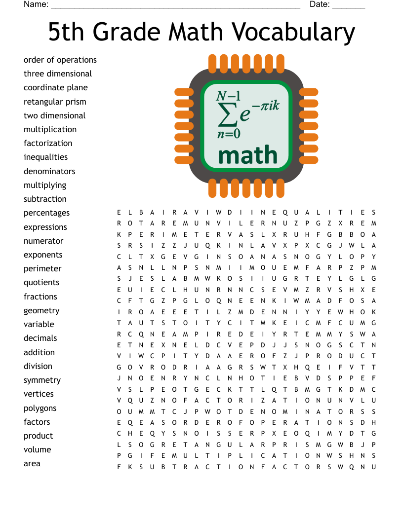 Math Words Word Search Printable - Printable Free Templates