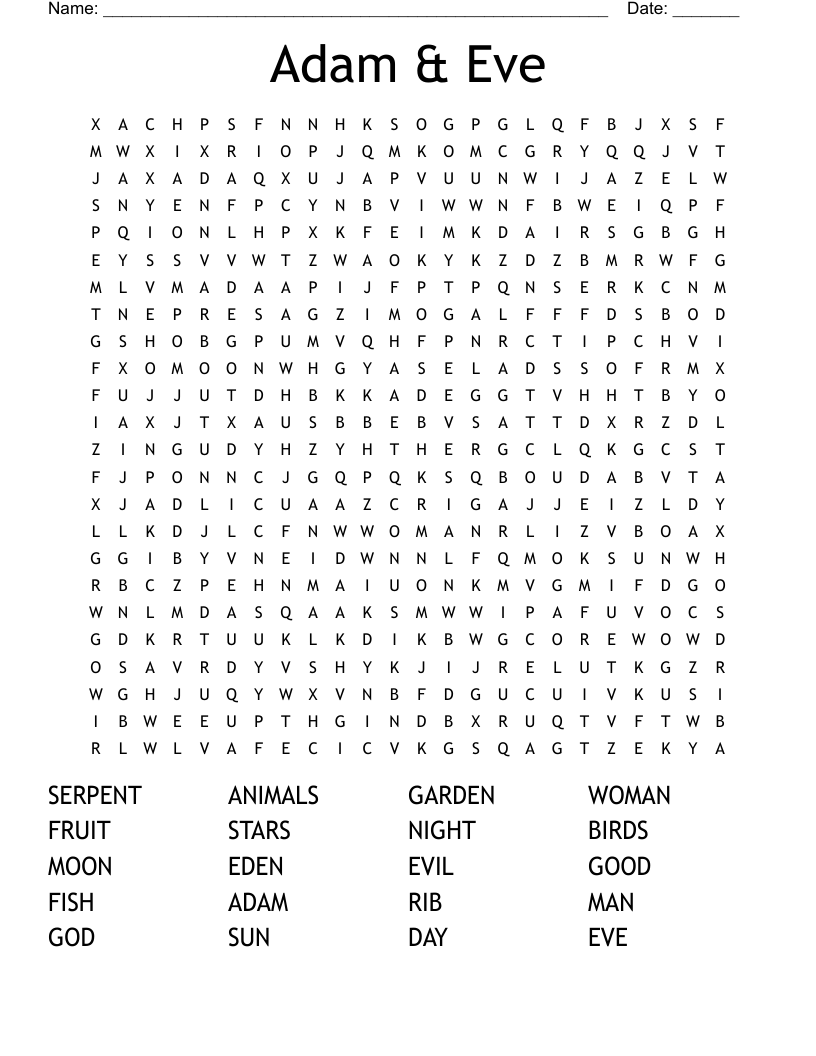 Adam & Eve Word Search