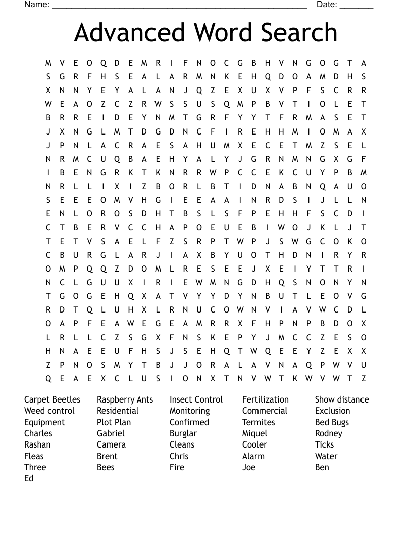 Advanced Word Search Printable