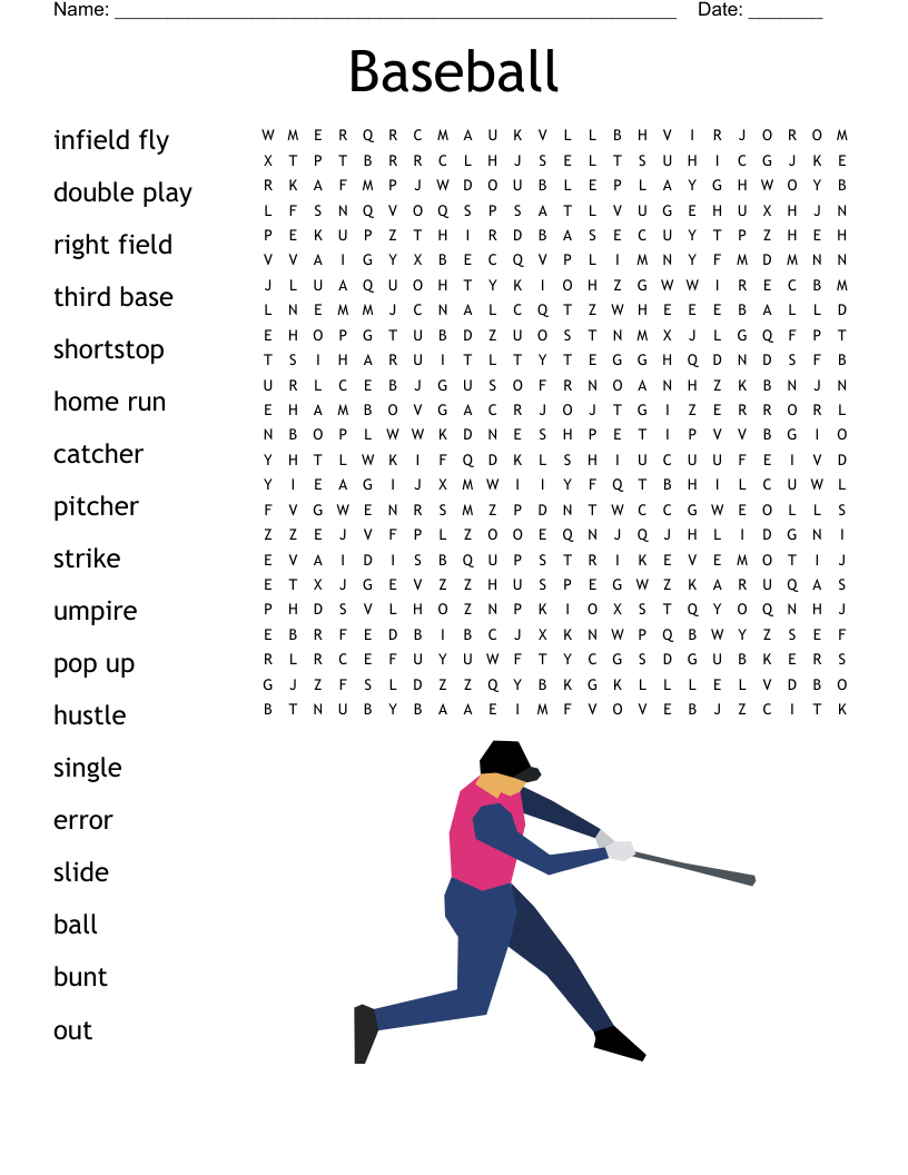 Baseball Word Search