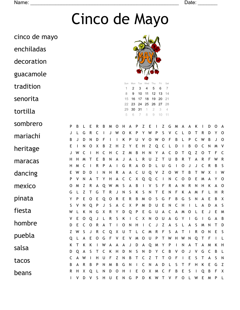 Cinco de Mayo Word Search