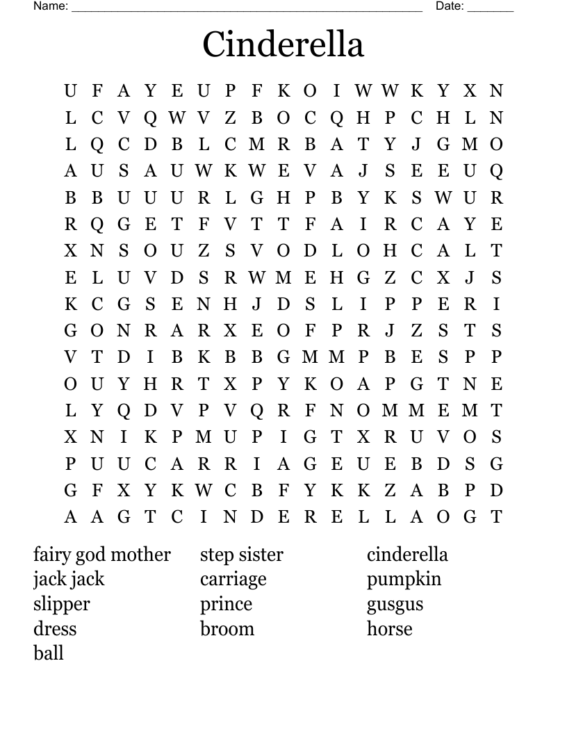 Cinderella Word Search