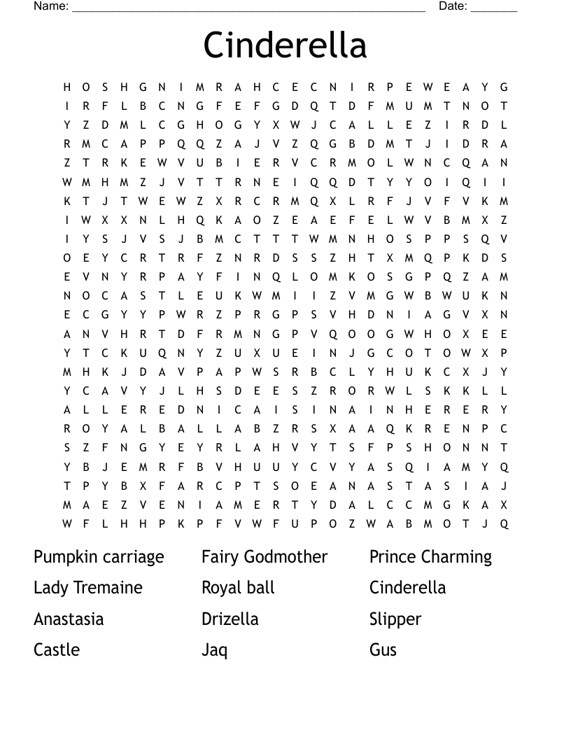 Cinderella Word Search