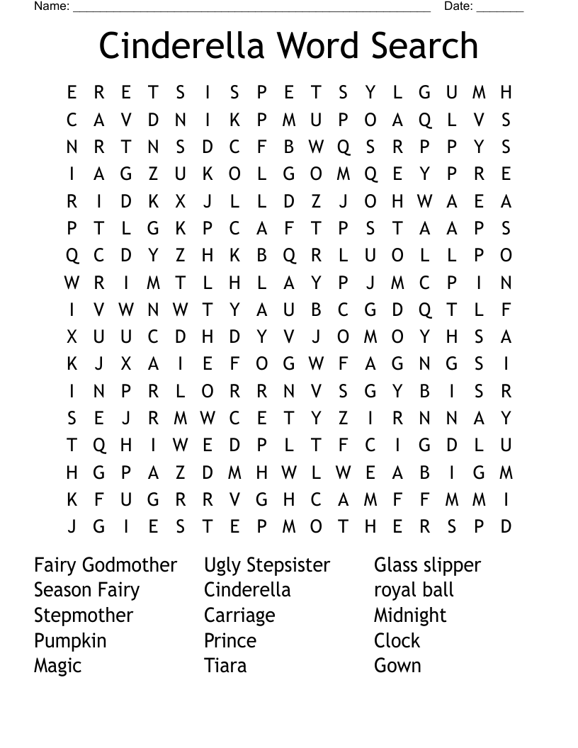 Cinderella Word Search