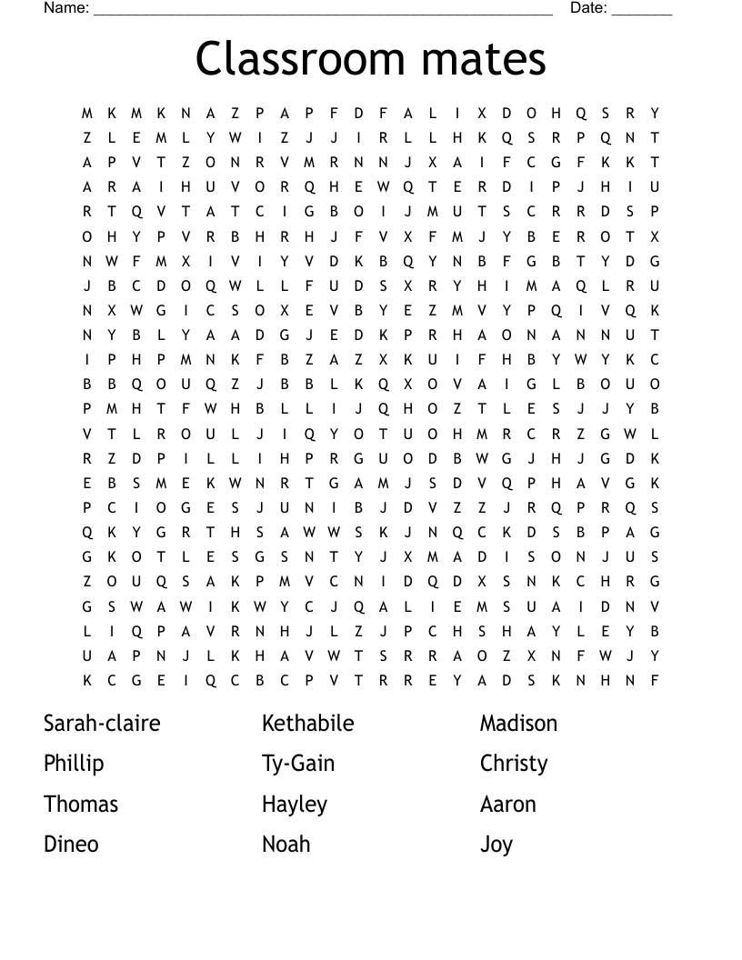 Classroom mates Word Search