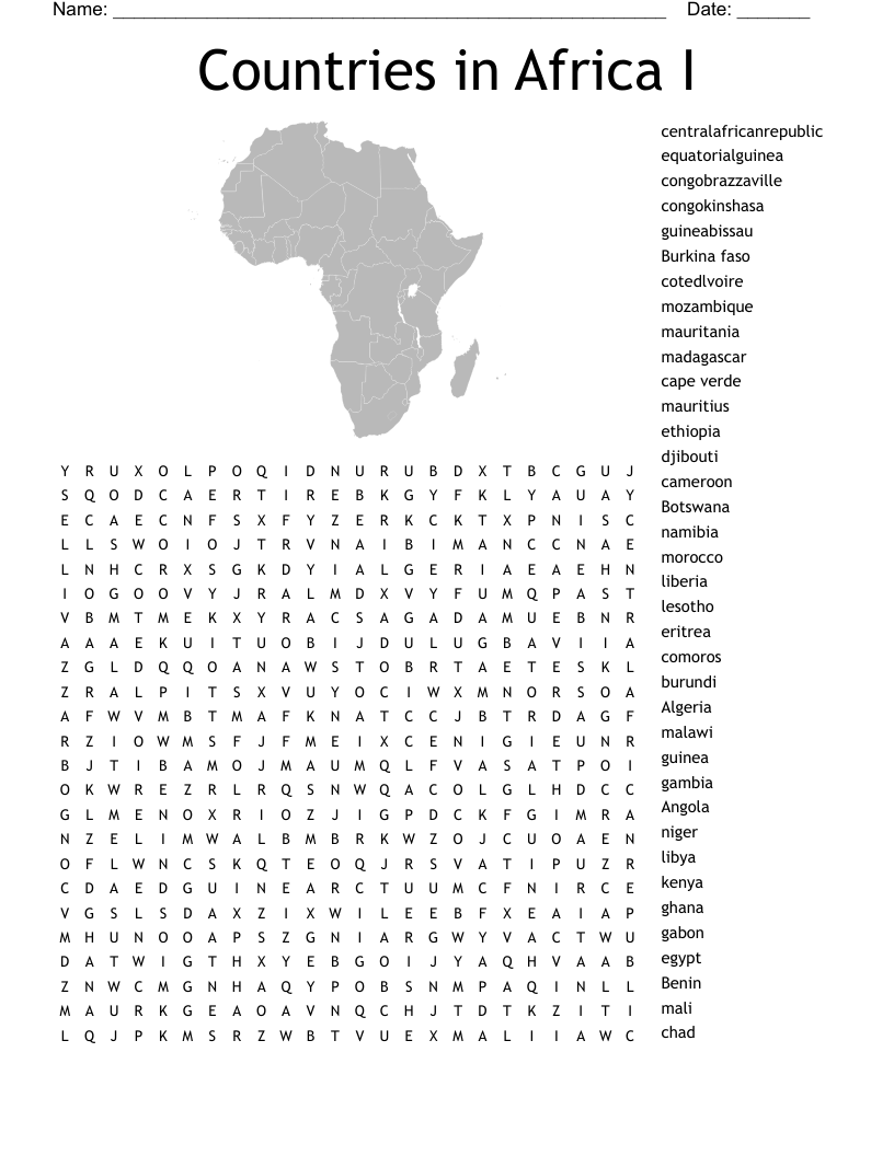 Countries in Africa I Word Search