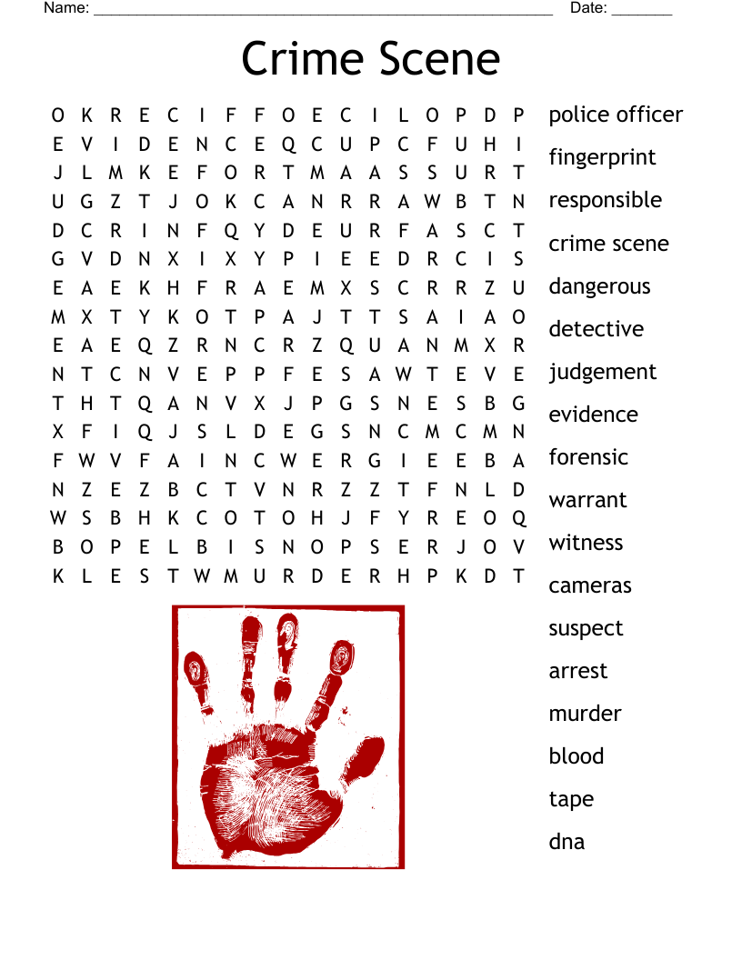 Crime Scene  Word Search