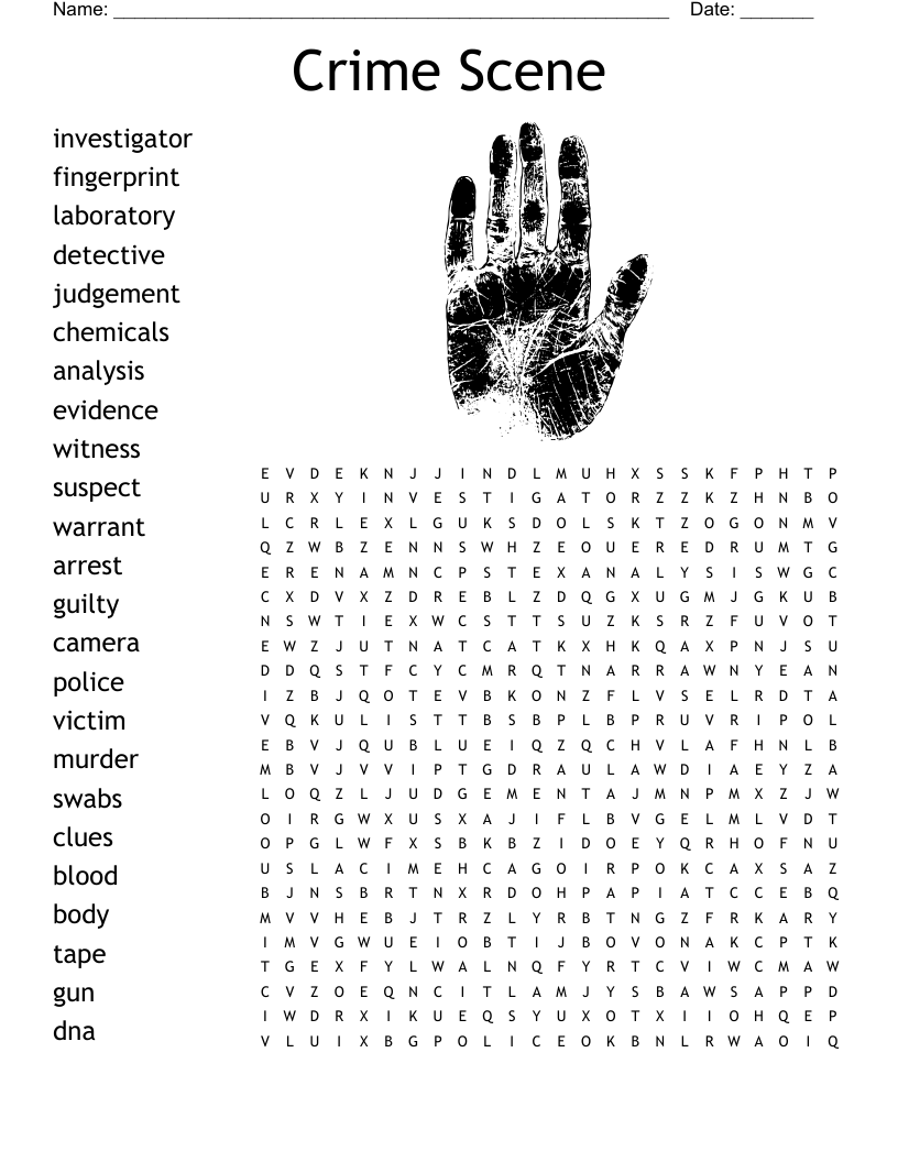 Crime Scene  Word Search