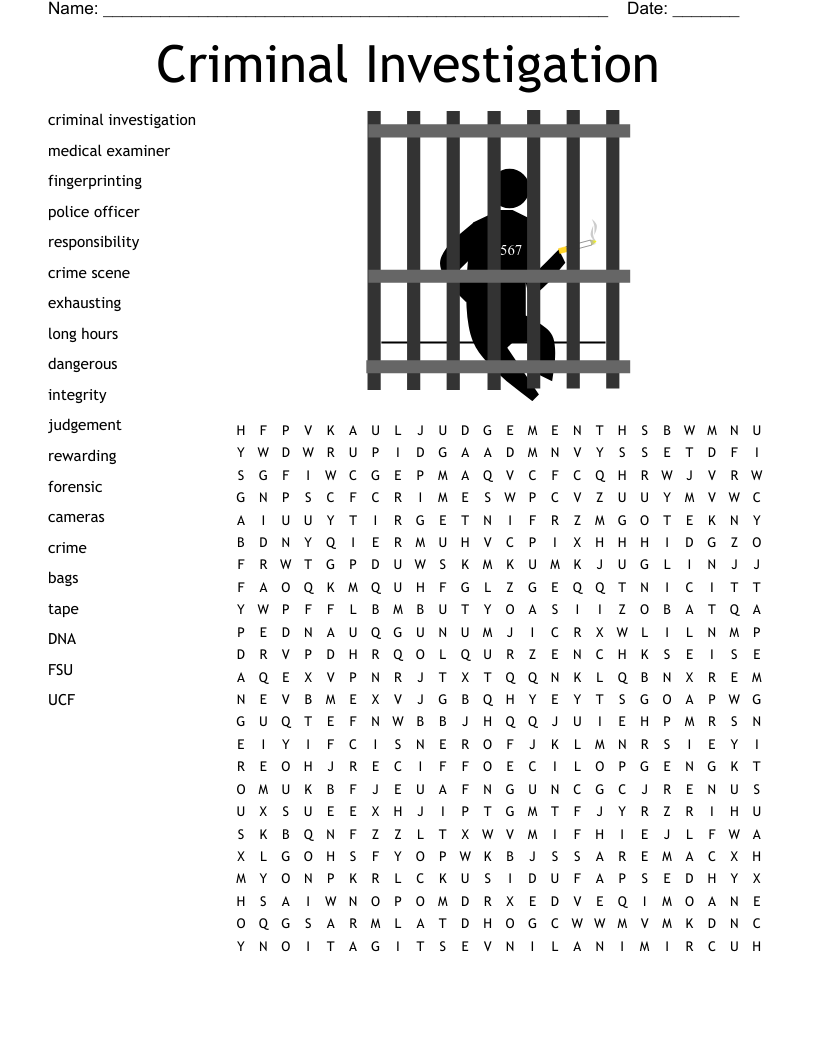 Criminal Investigation Word Search