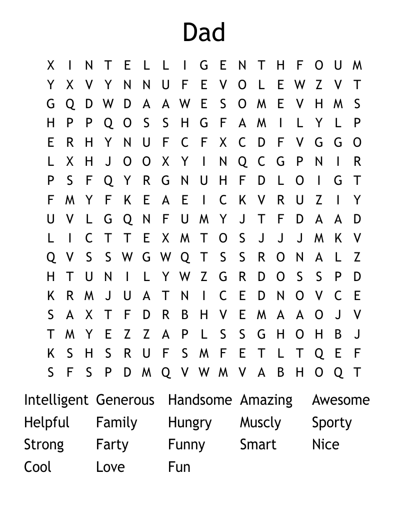 Dad Word Search