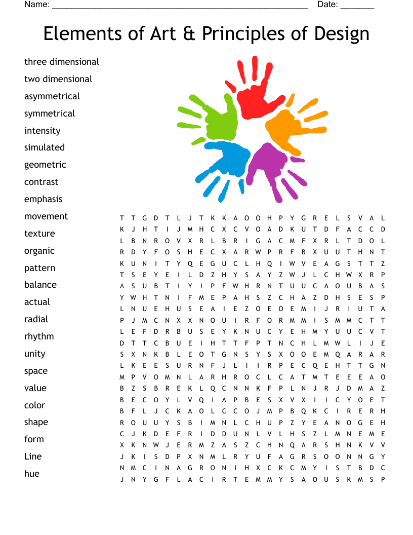 Elements of Art & Principles of Design Word Search