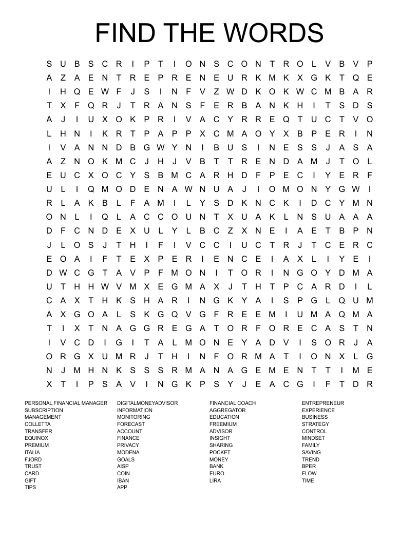 FIND THE WORDS Word Search - WordMint