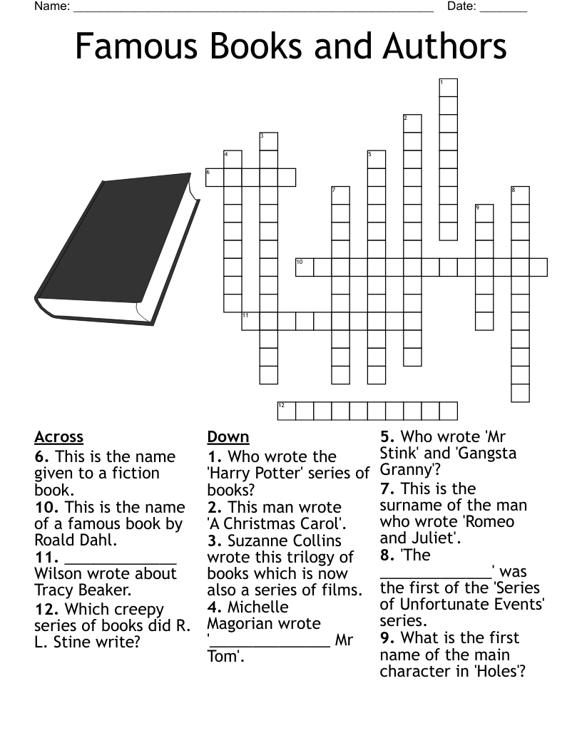 Famous Books and Authors Crossword