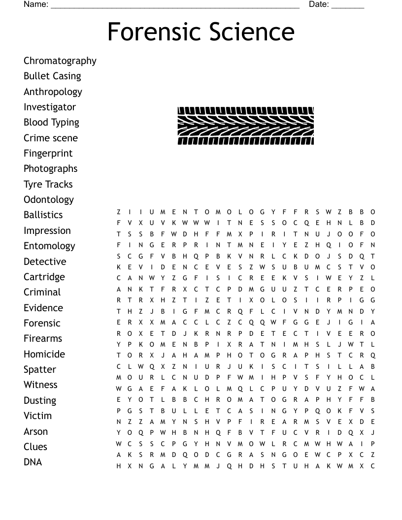 Forensic Science Word Search