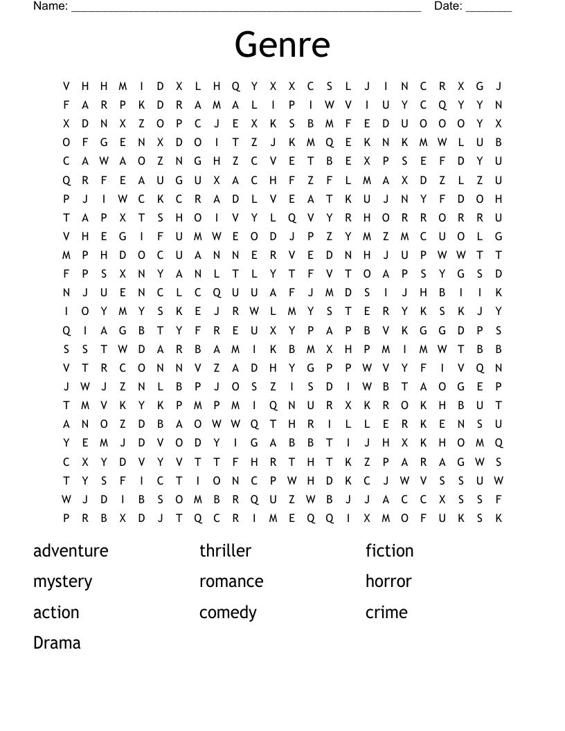 Genre Word Search