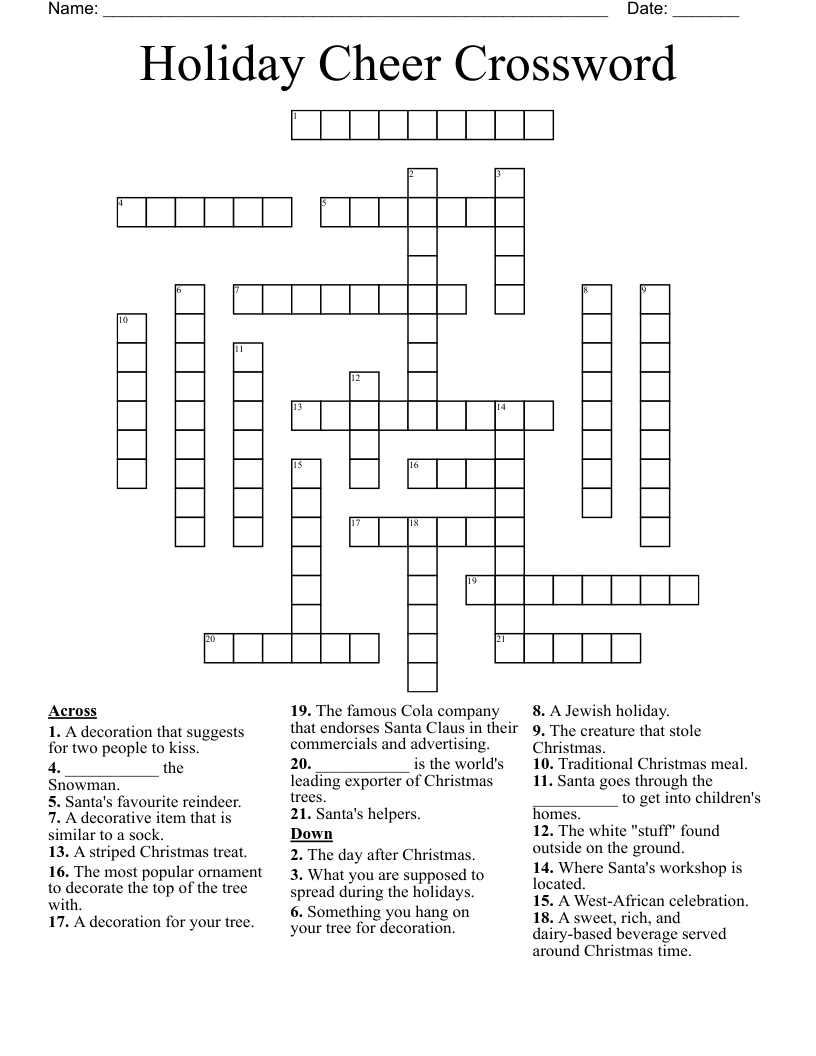 Holiday Cheer Crossword 