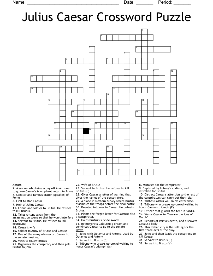 Julius Caesar Crossword Puzzle