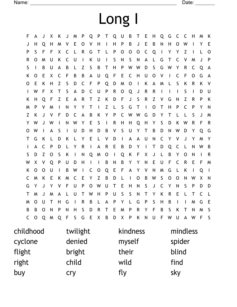 Long I Word Search