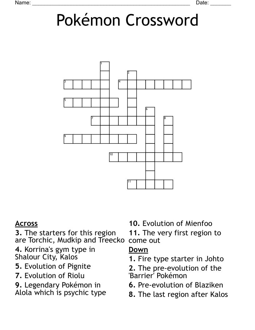 Pokémon Crossword