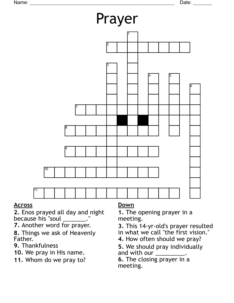 Prayer Crossword - WordMint