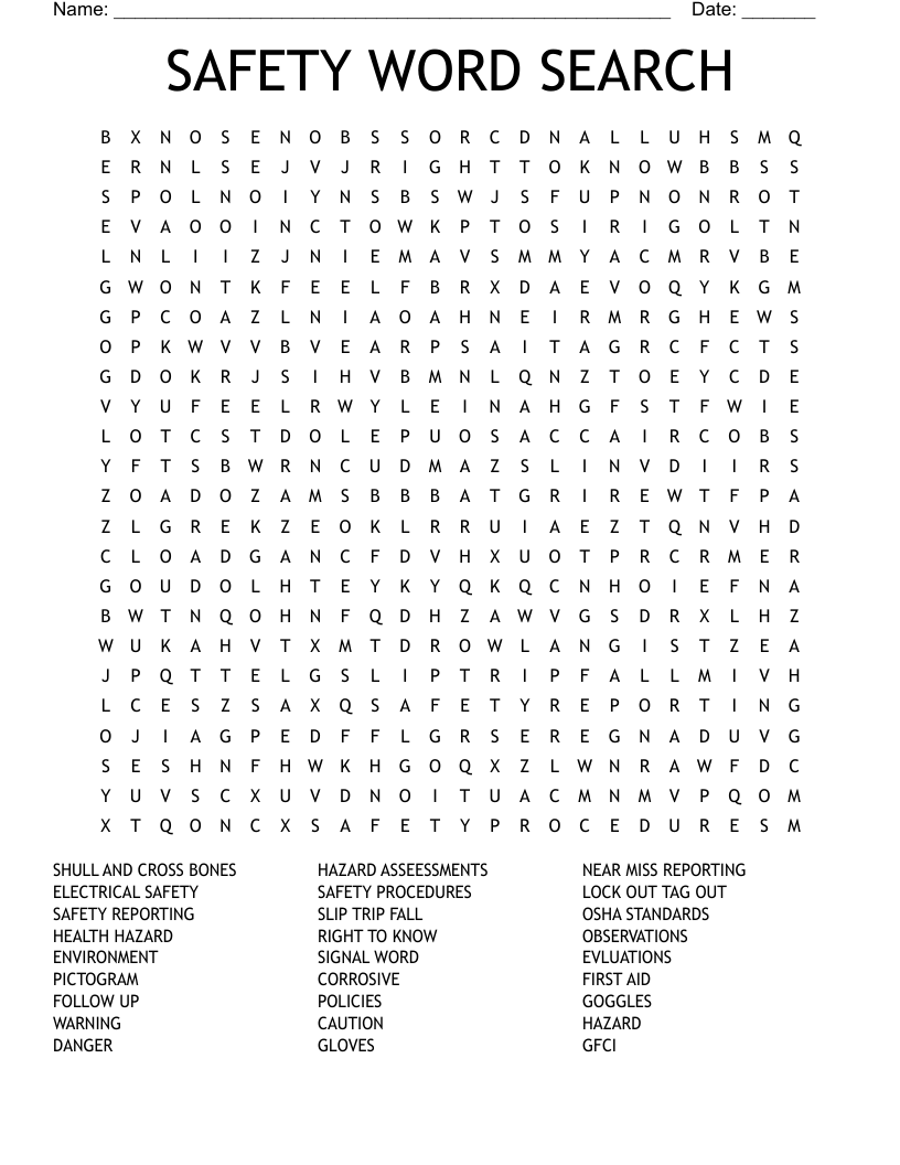 SAFETY WORD SEARCH