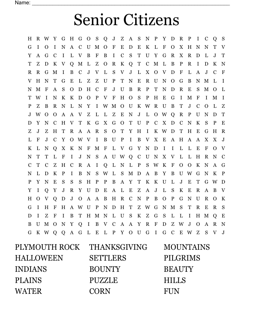 Large Print Word Search Puzzles For Seniors Printable