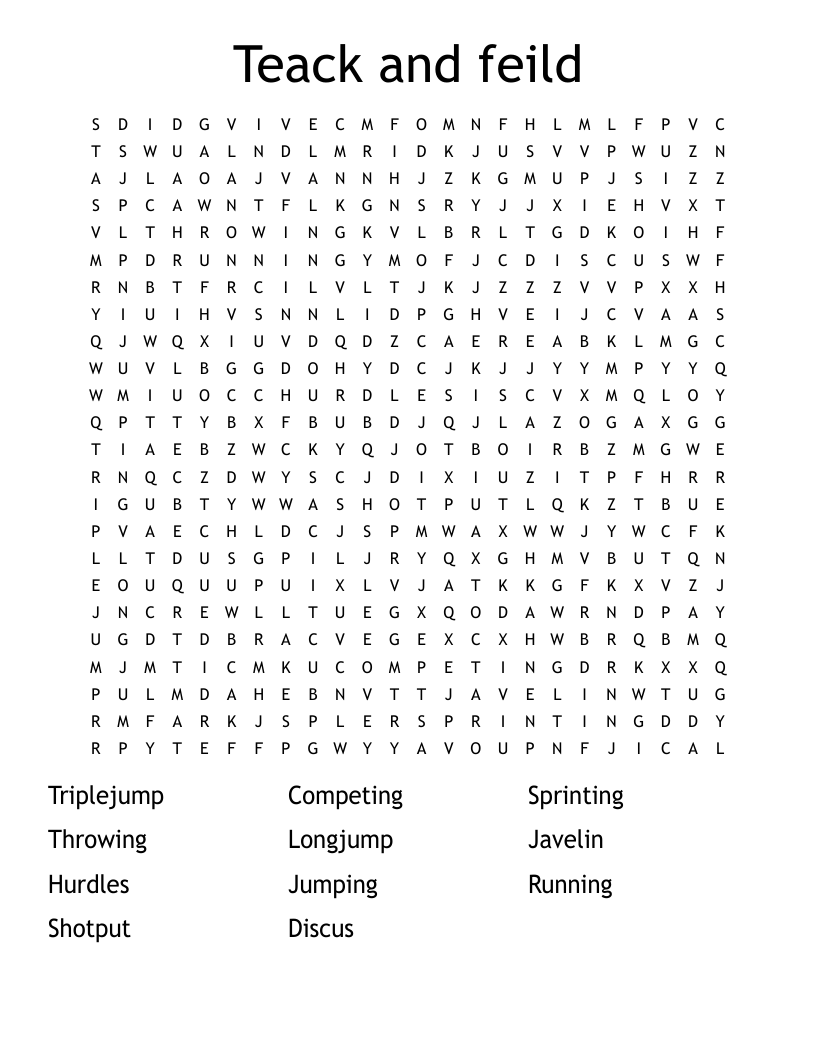 Teack and feild Word Search