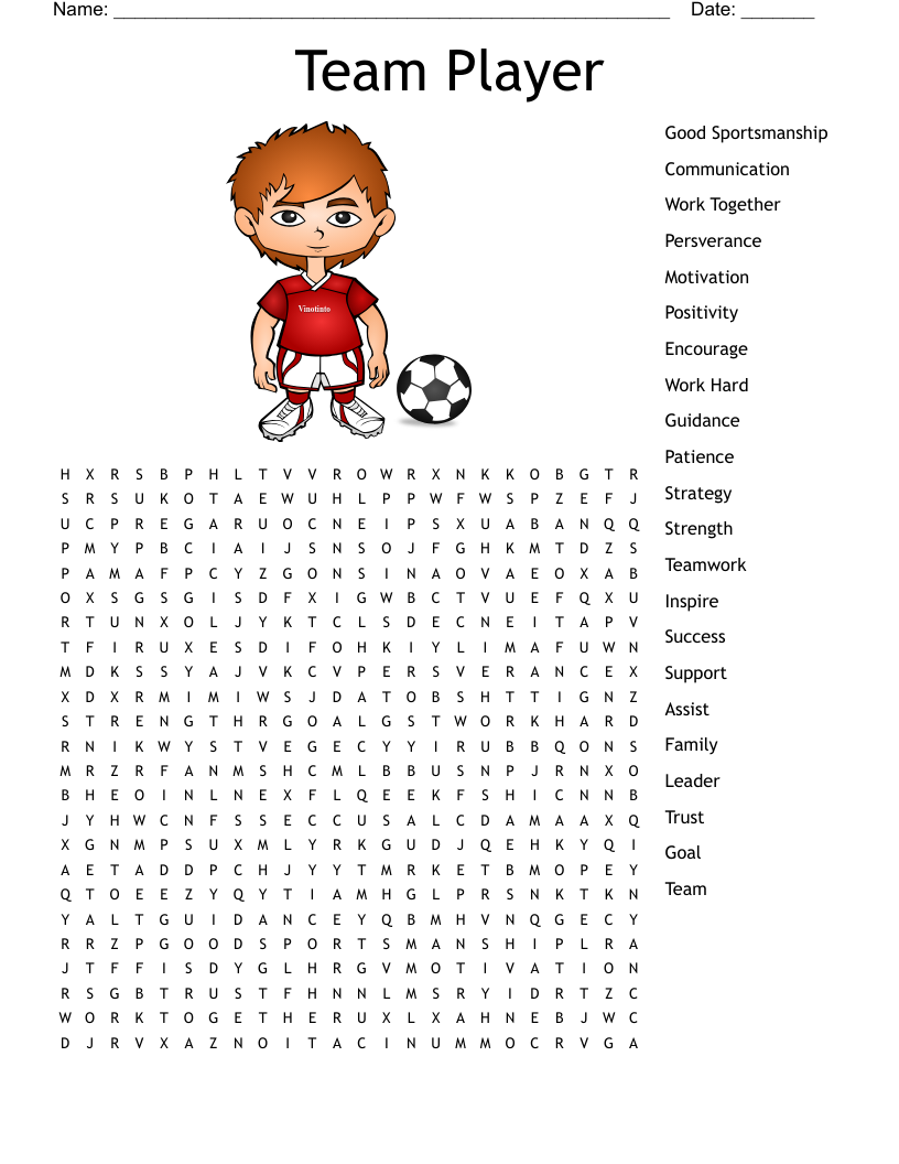 Team Player Word Search