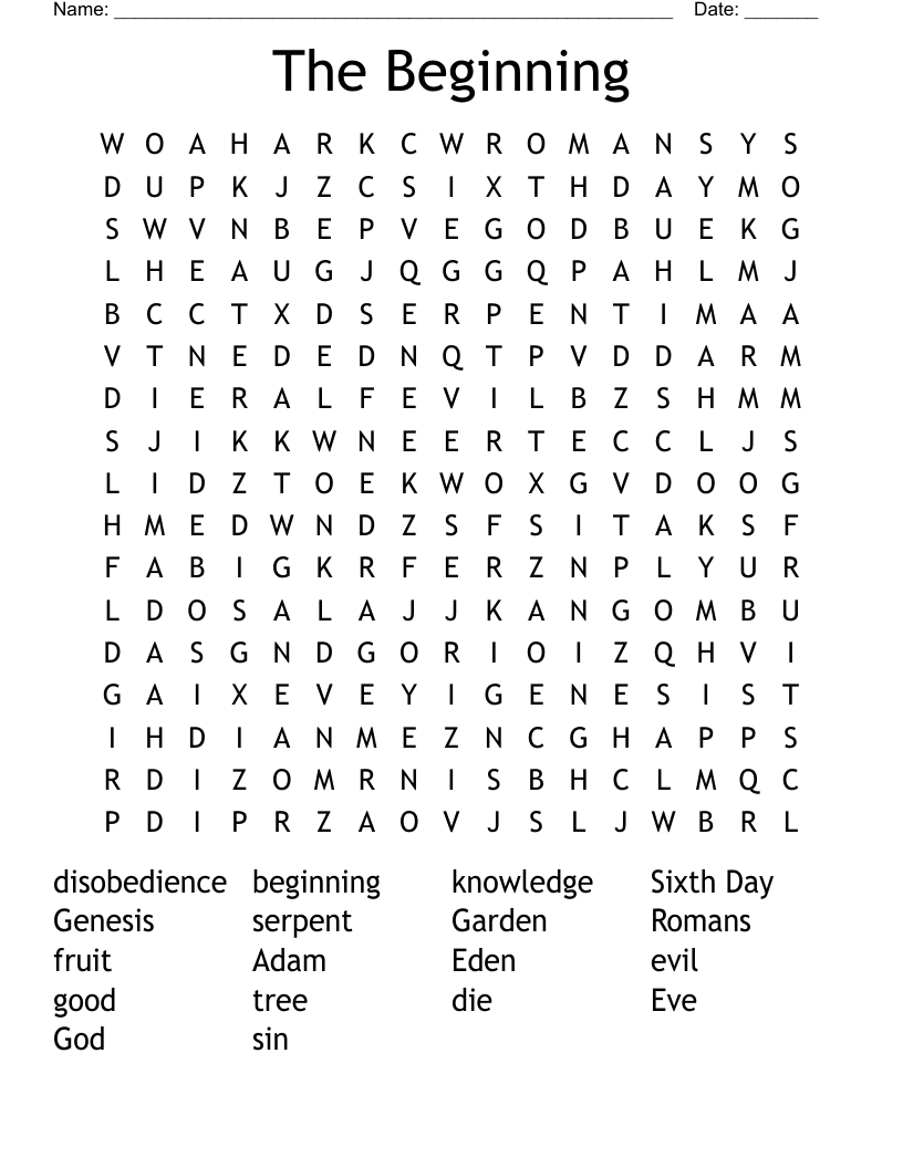 The Beginning Word Search