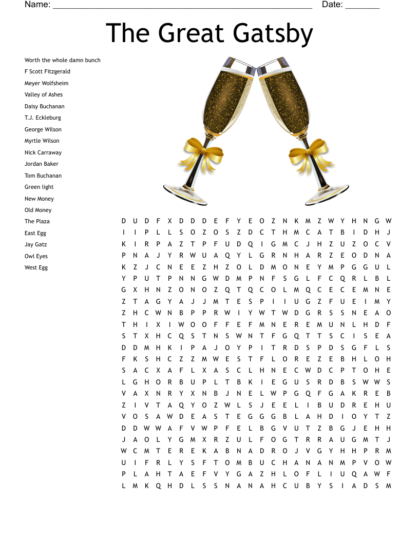 The Great Gatsby Word Search