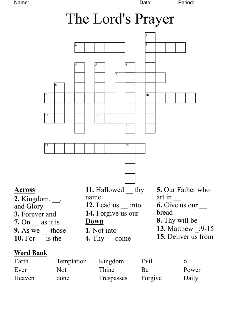 Lord's Prayer Word Search - WordMint