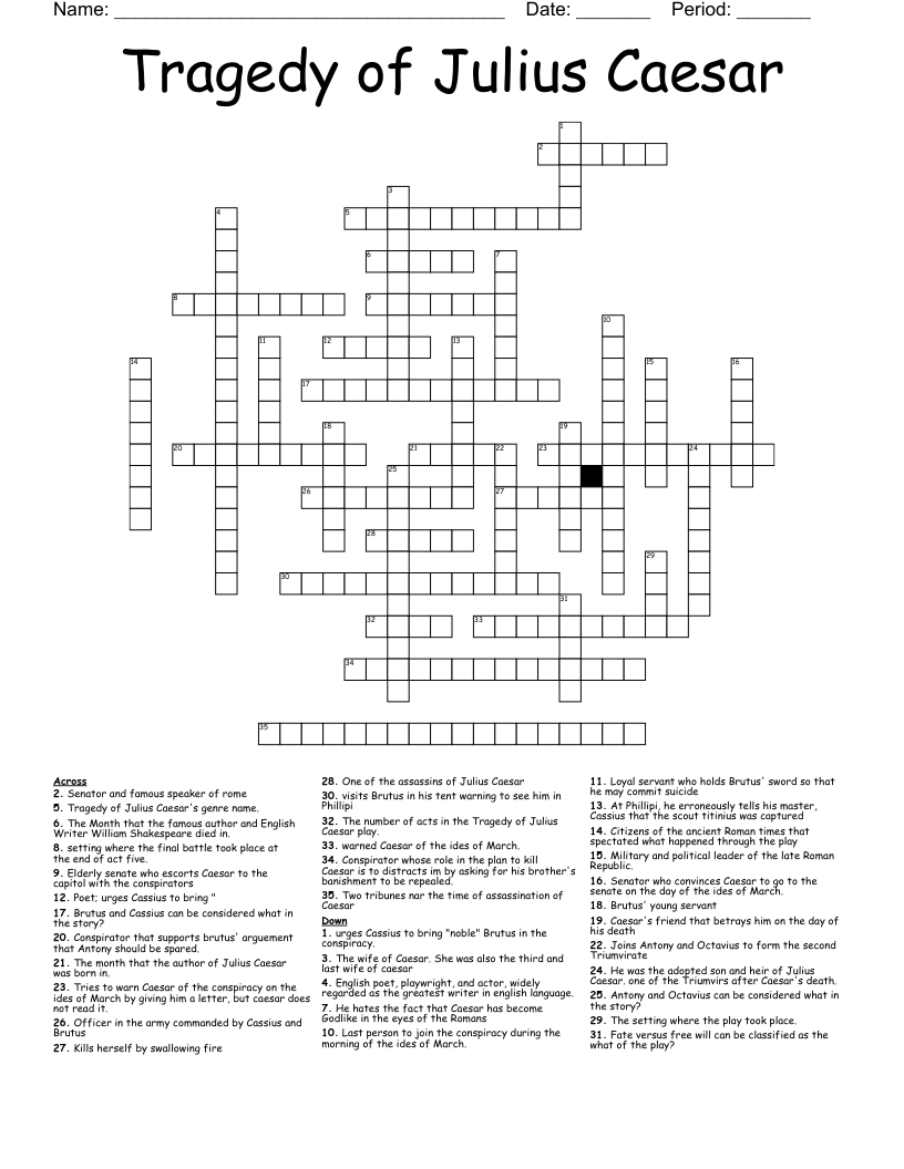 Tragedy of Julius Caesar Crossword