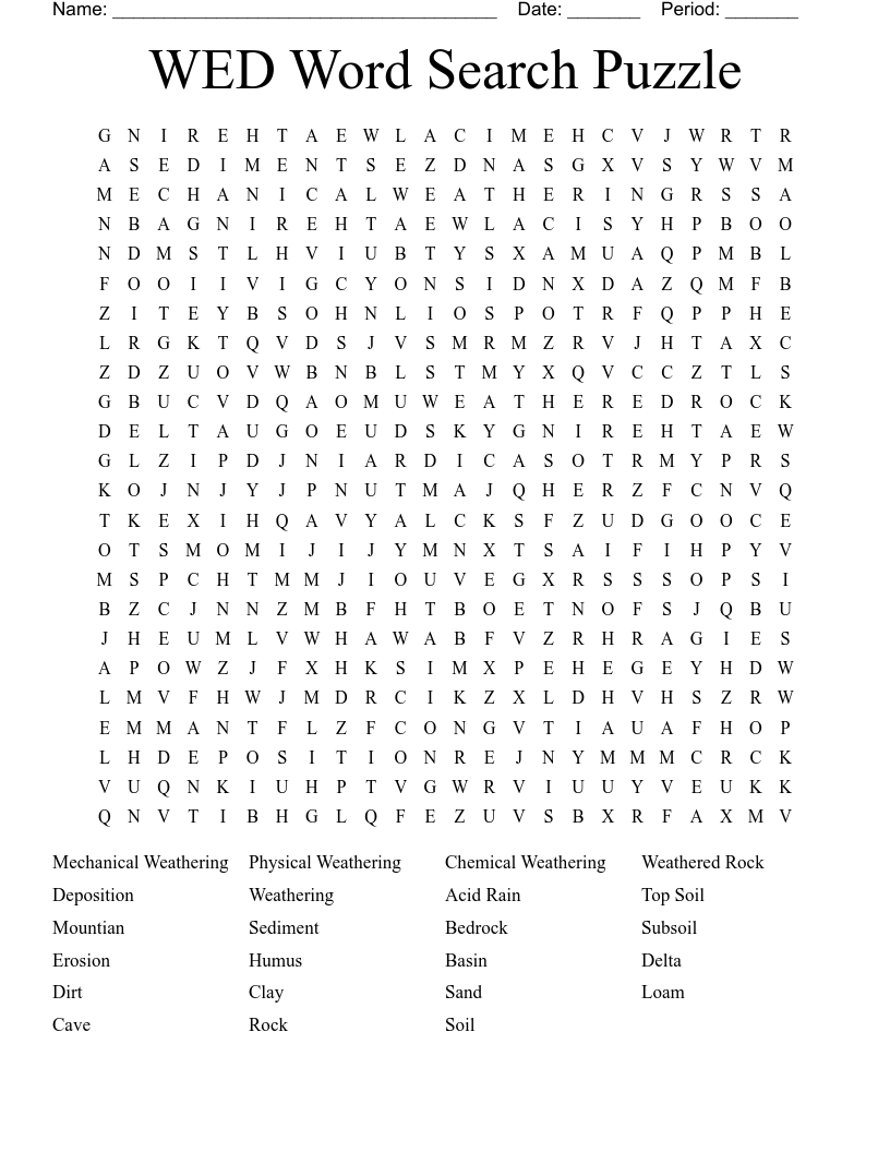 WED Word Search Puzzle - WordMint