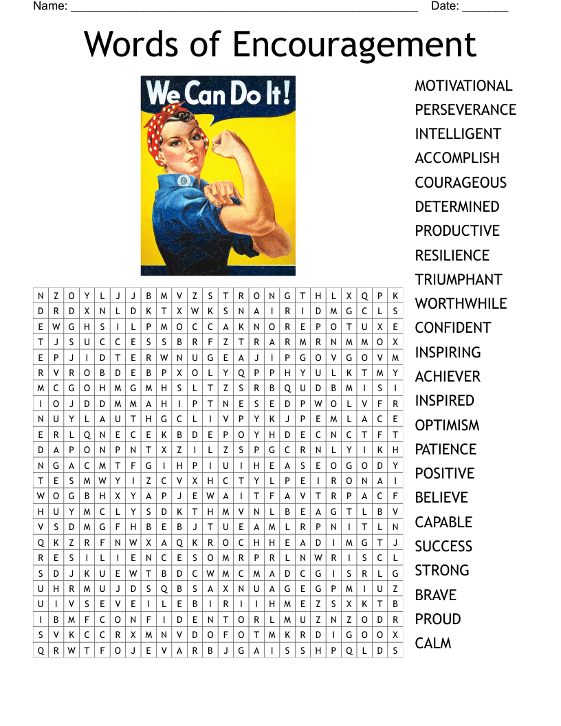 Words of Encouragement  Word Search