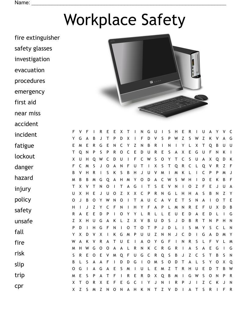 Workplace Safety Word Search