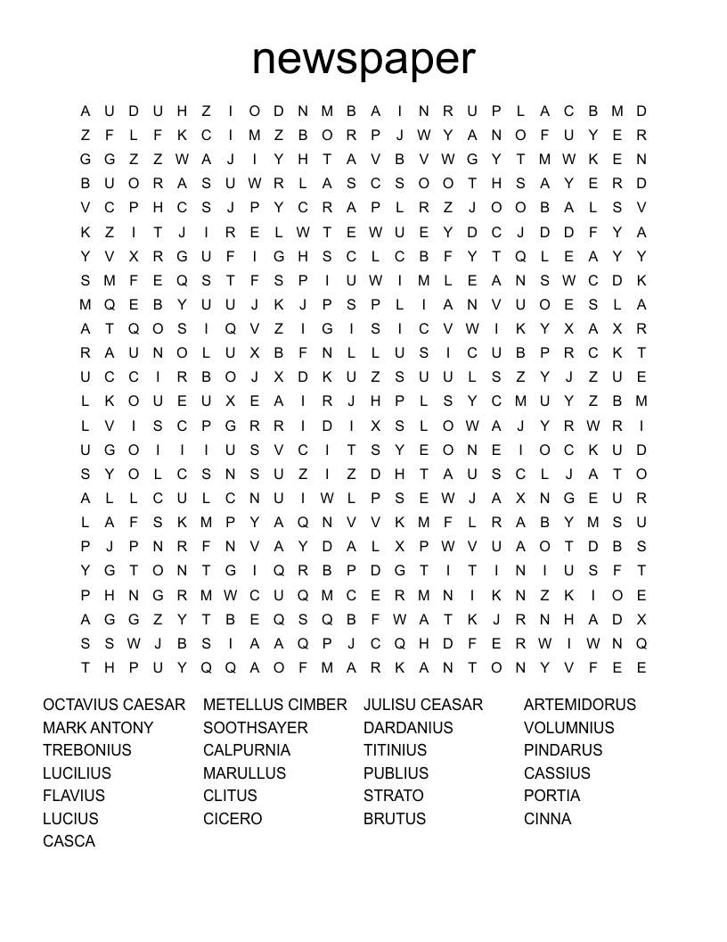 newspaper Word Search