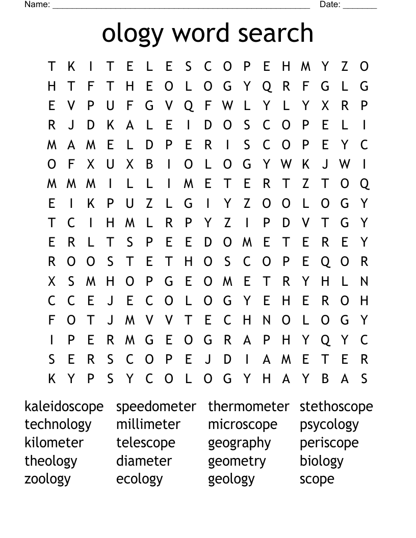 ology word search