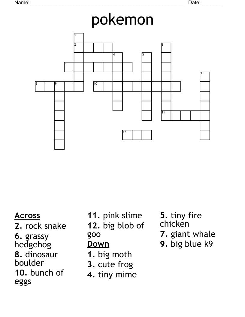 pokemon Crossword