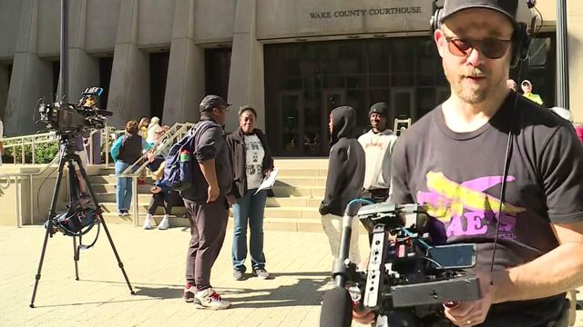 Protesters gather outside Wake courtroom during challenge of 60,000 ballots