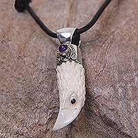 Amethyst mens necklace, Brave Eagle