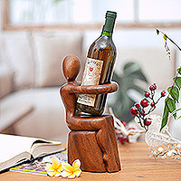 Wood wine bottle holder, Embrace