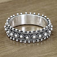 Sterling silver band ring, Star Shine